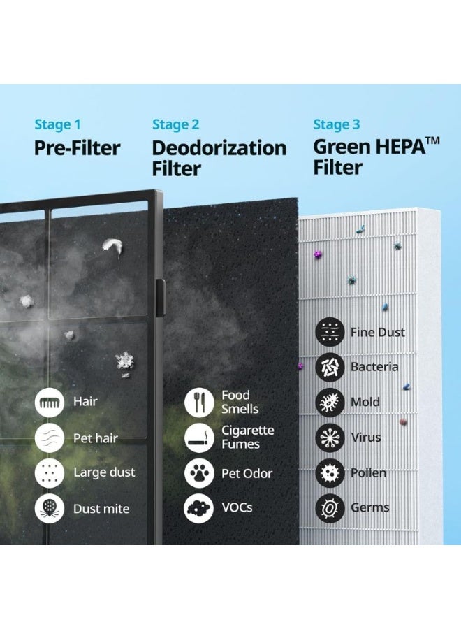 COWAY Air Purifier Replacement Filter Set for AP-1512HH | Green True HEPA & Active Carbon Filter | Removes 99.9% Dust, Allergens & Harmful Gases | Improves Indoor Air Quality | For Home Use - Image 3